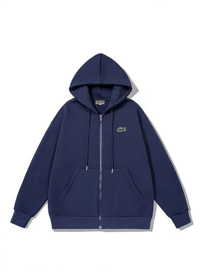 Hooded Cardigan Solid Color