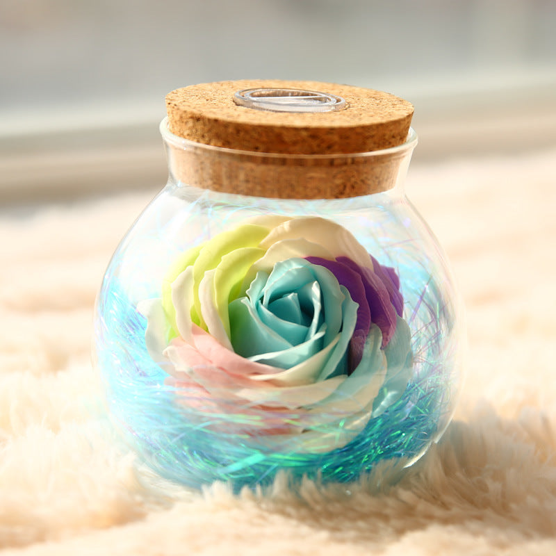 Rose Preserved Soap Flower Wishing Bottle