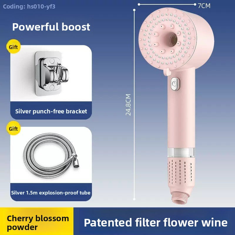 Turbocharged Shower Head with Three Spray Modes