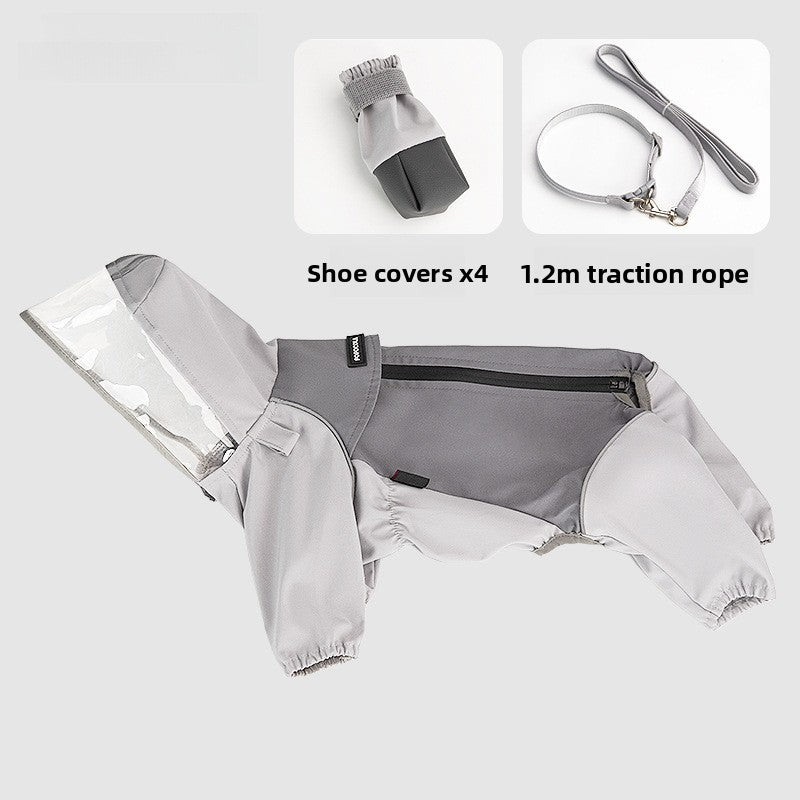 Waterproof dog raincoat with four feet