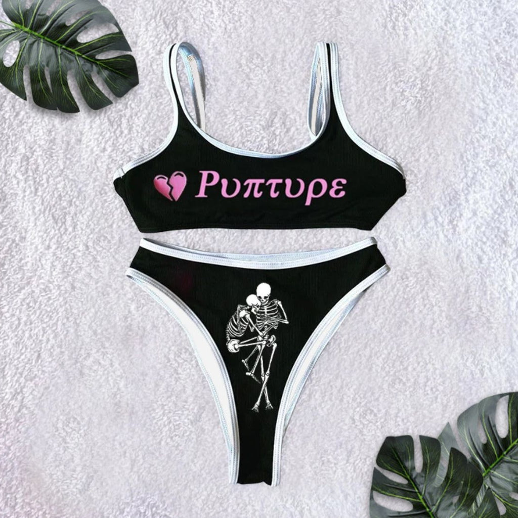 Fashion Pit-Printed Bikini Swimwear