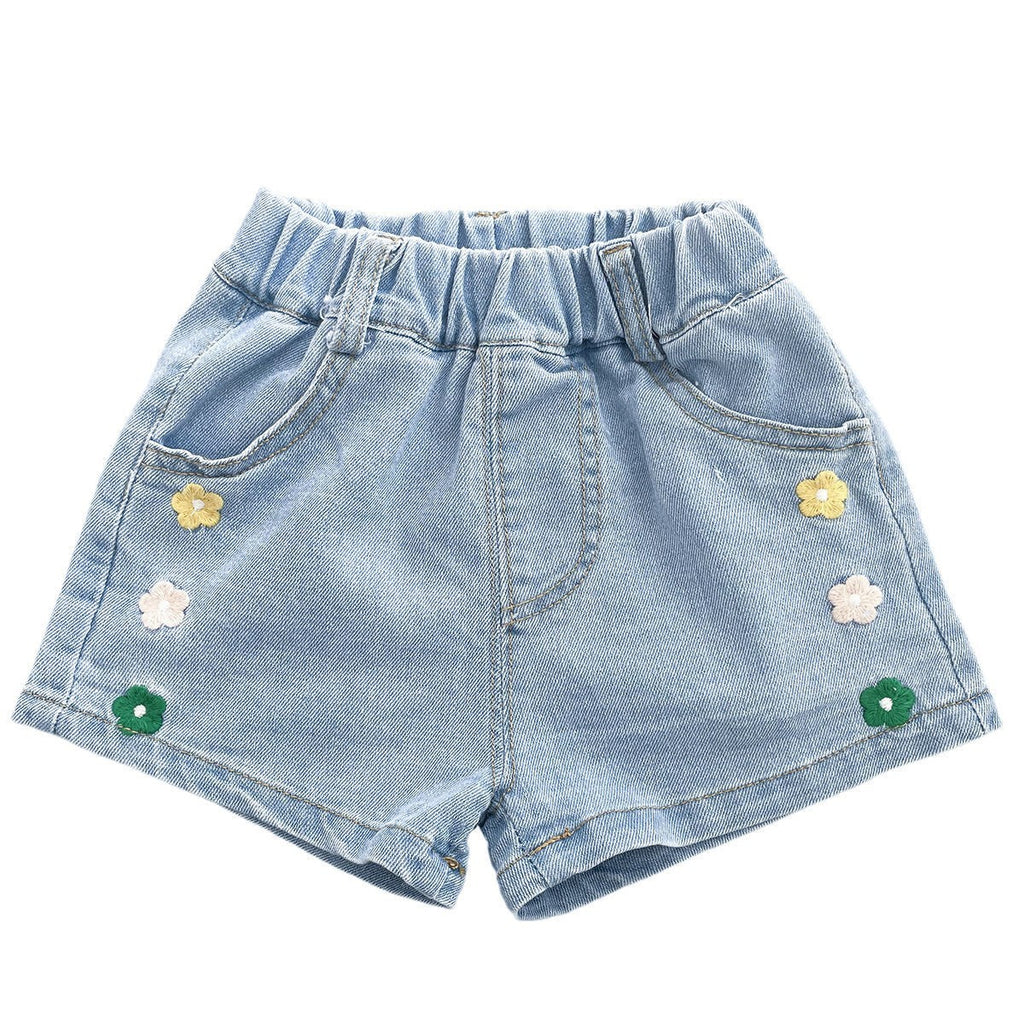 Girls Denim Shorts Cotton Elastic Waist