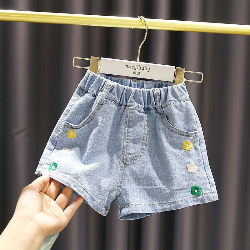 Girls Denim Shorts Cotton Elastic Waist