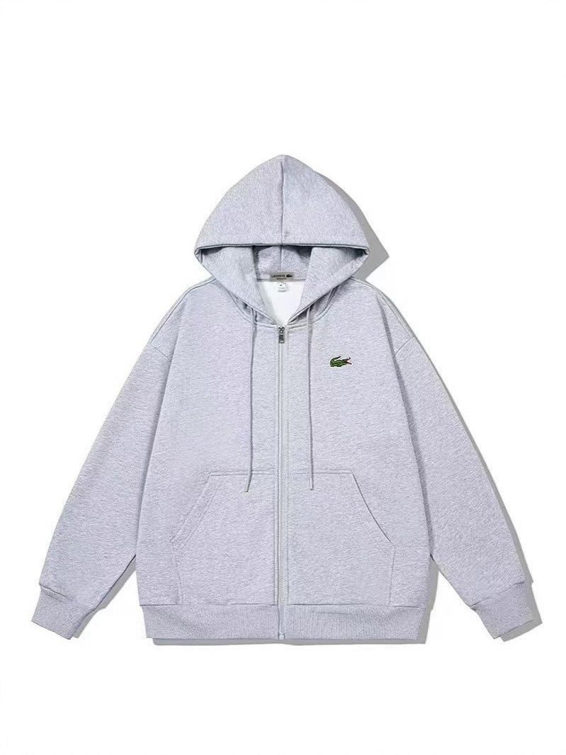 Hooded Cardigan Solid Color