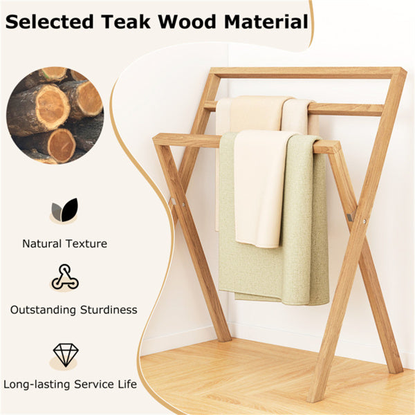 Teak Wood Towel Rack Foldable