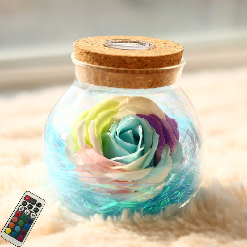 Rose Preserved Soap Flower Wishing Bottle
