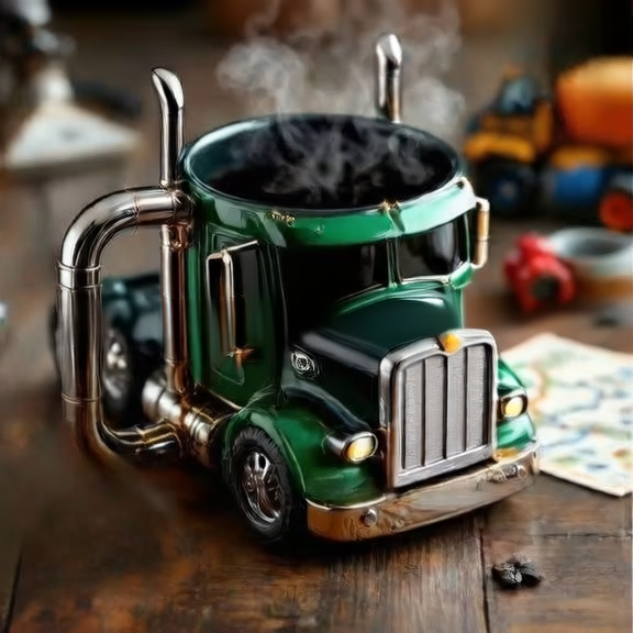 Truck coffee cup