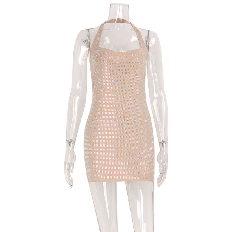 Diamond-encrusted slim-fitting dress