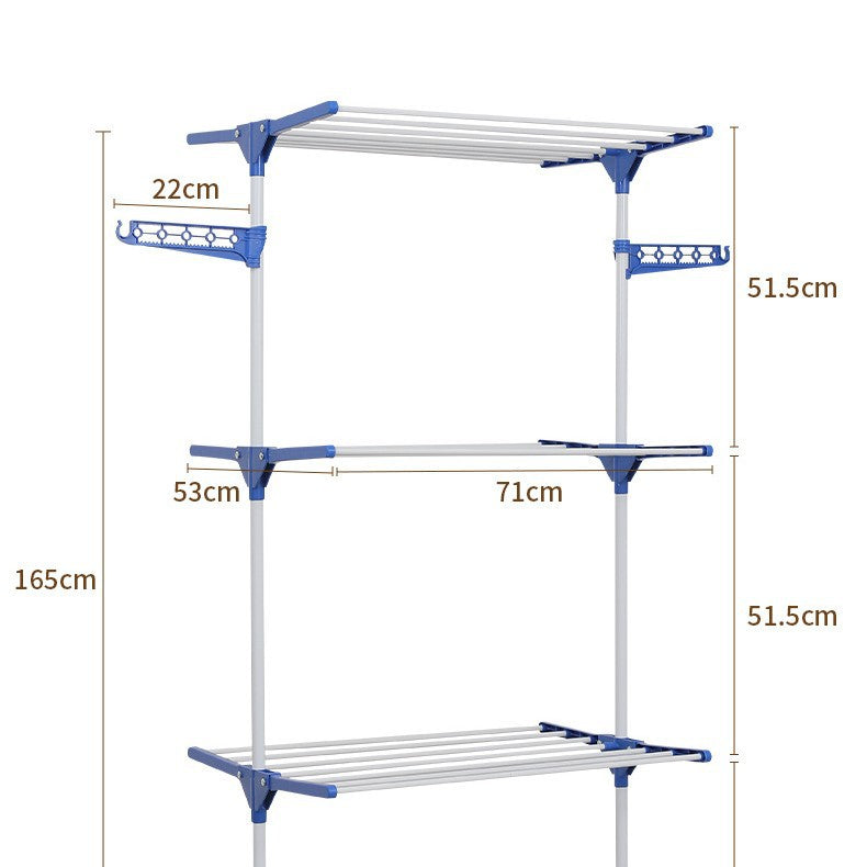 Floor-mounted mobile clothes drying rack
