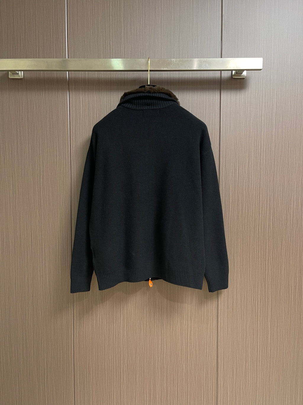 Down-lined zipper knitted cardigan