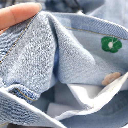 Girls Denim Shorts Cotton Elastic Waist