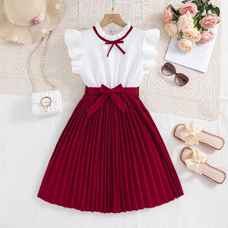 Petal Sleeves Pleated  Skirt