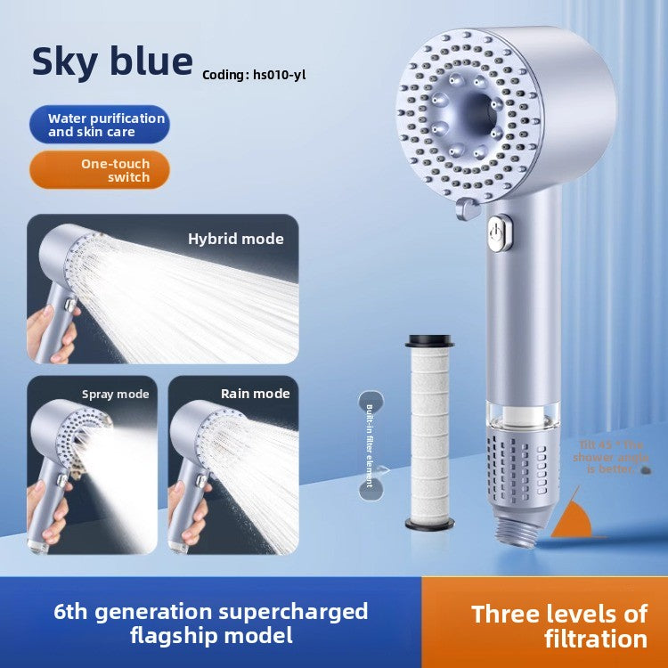 Turbocharged Shower Head with Three Spray Modes