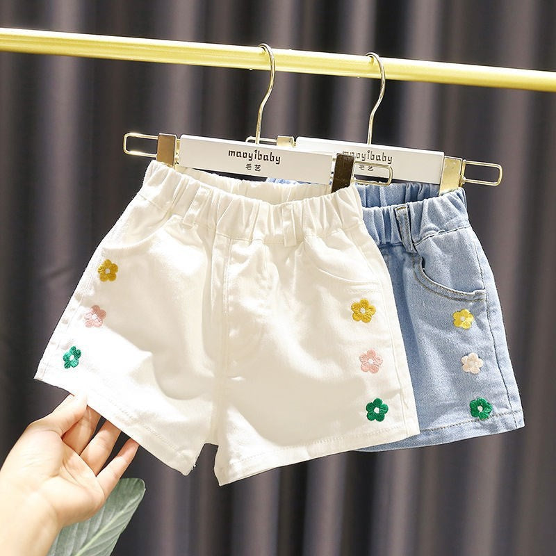 Girls Denim Shorts Cotton Elastic Waist
