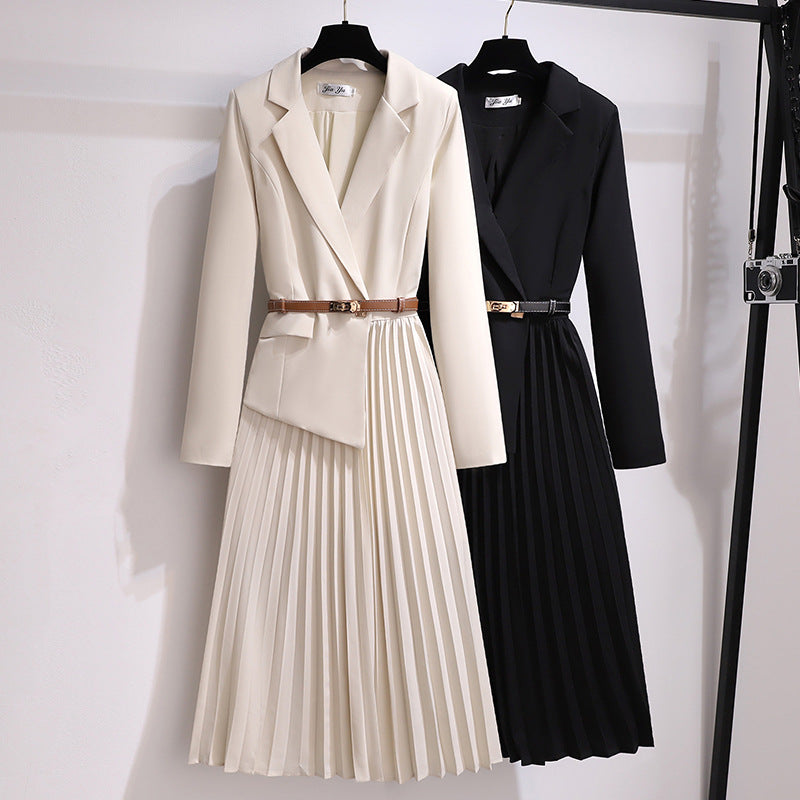 Suits with pleated dresses