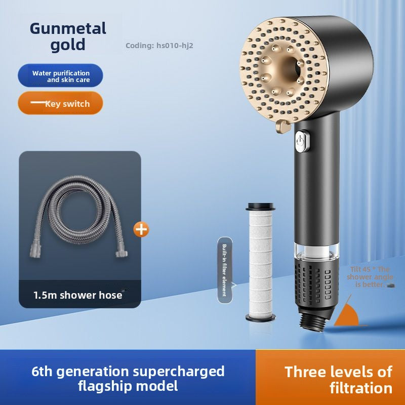 Turbocharged Shower Head with Three Spray Modes