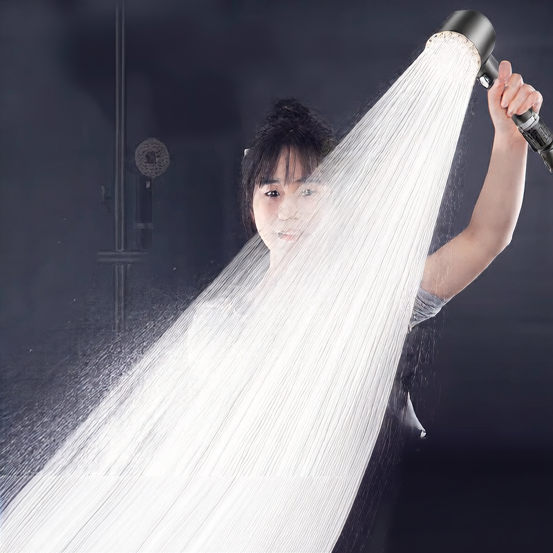 Turbocharged Shower Head with Three Spray Modes
