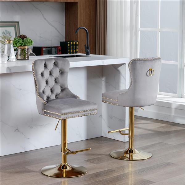 Rotating velvet bar stool