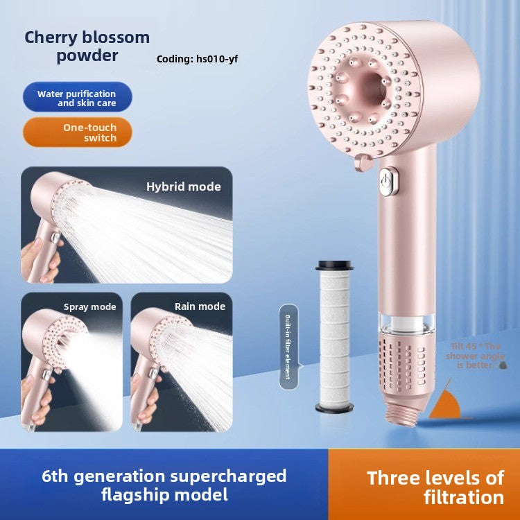 Turbocharged Shower Head with Three Spray Modes