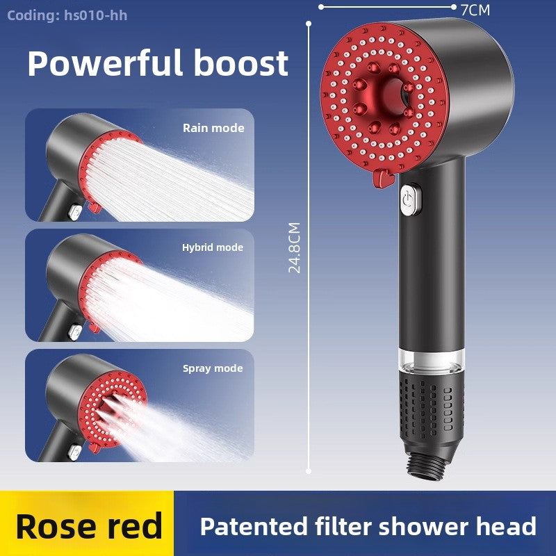 Turbocharged Shower Head with Three Spray Modes