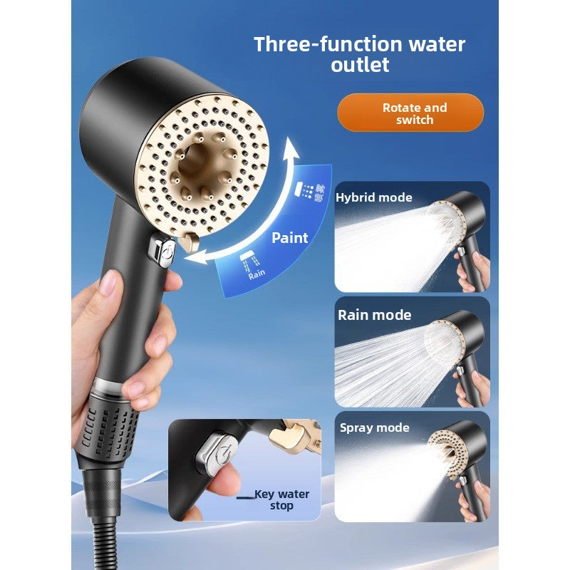Turbocharged Shower Head with Three Spray Modes