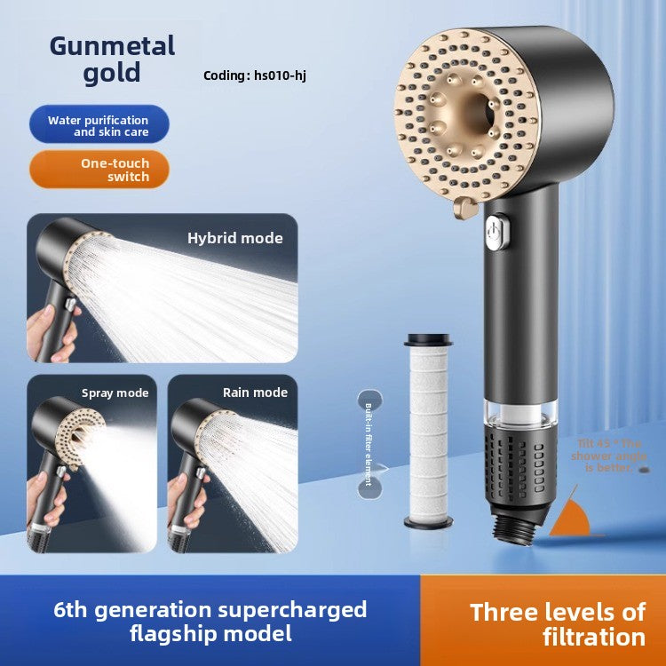 Turbocharged Shower Head with Three Spray Modes