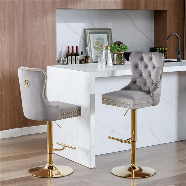 Rotating velvet bar stool