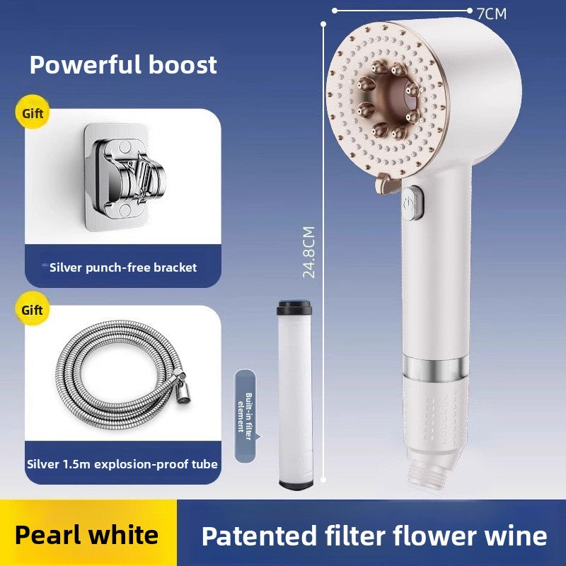 Turbocharged Shower Head with Three Spray Modes