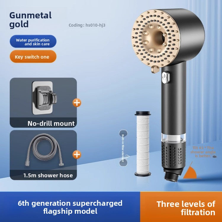 Turbocharged Shower Head with Three Spray Modes