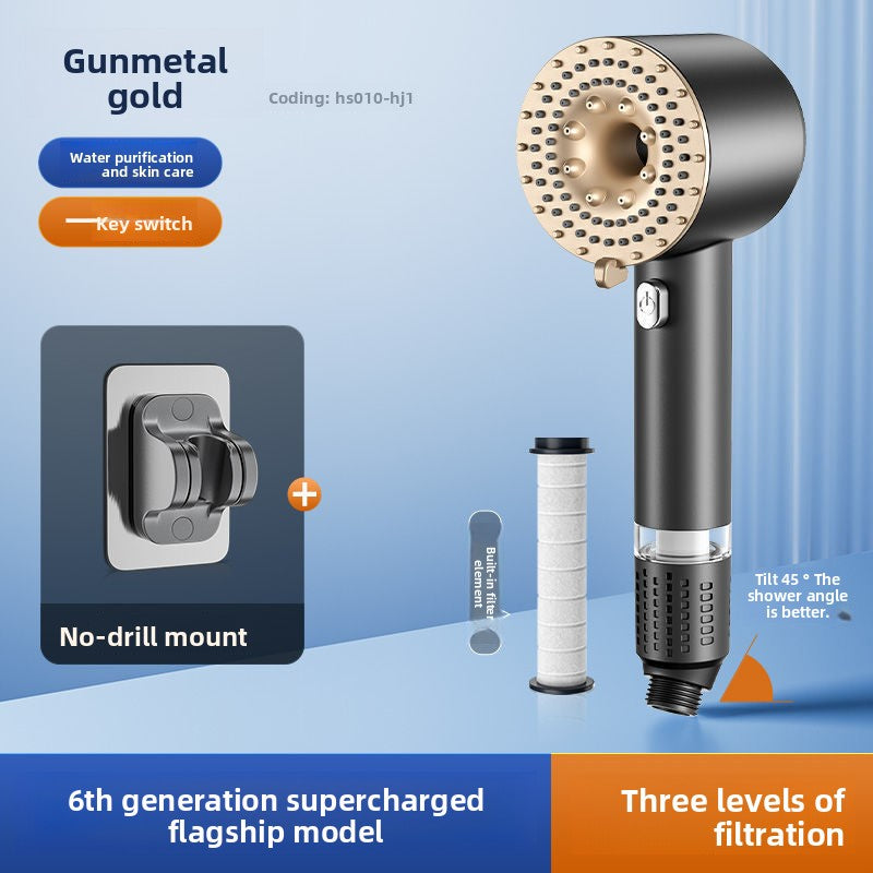 Turbocharged Shower Head with Three Spray Modes