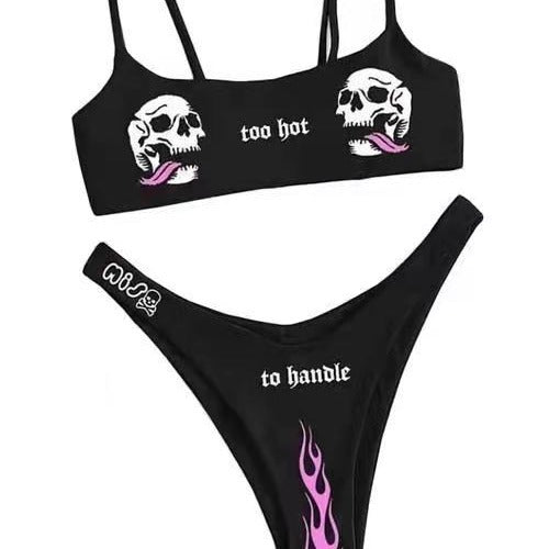 Fashion Pit-Printed Bikini Swimwear