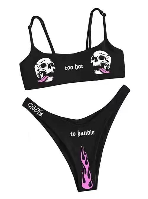 Fashion Pit-Printed Bikini Swimwear