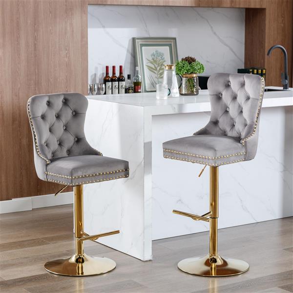 Rotating velvet bar stool