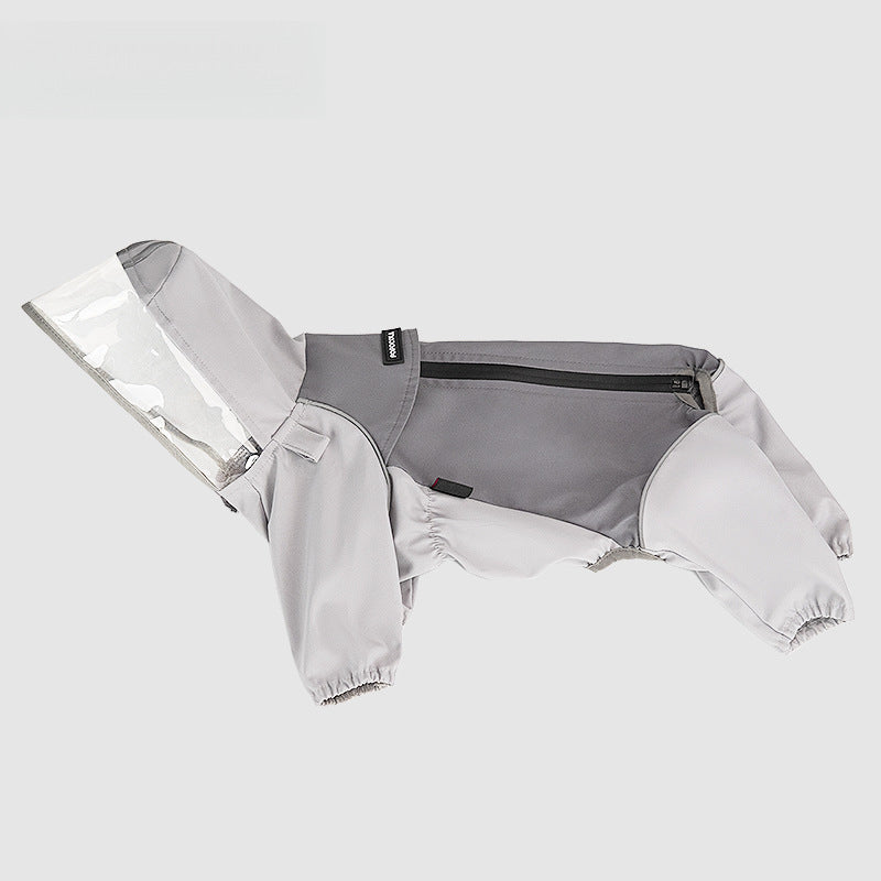 Waterproof dog raincoat with four feet