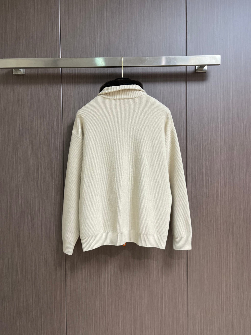 Down-lined zipper knitted cardigan