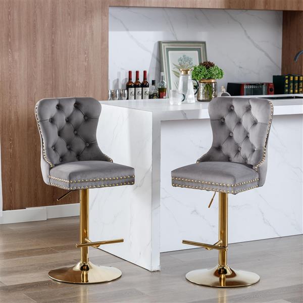 Rotating velvet bar stool